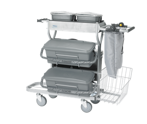 Afbeelding van VEC trolley COMPACT: poedergecoat frame met polypropyleen onderdelen Vikan 580314